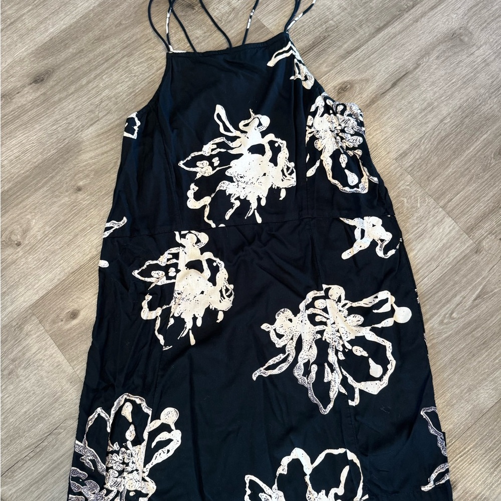 RVCA X Sage Vaughn Black Floral Spaghetti Strap Dress XL NWOT